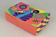 VTG General Box Co 1990s Retro Cardboard School Pencil Box Colorful Neon Peacock