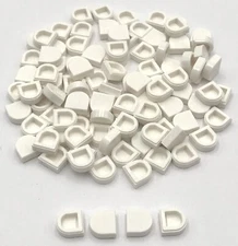 Lego 100 New White Tiles Round 1 x 1 Half Circle Extended Flat Smooth Pieces