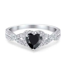 Heart Promise Ring Infinity Shank Simulated CZ 925 Sterling Silver