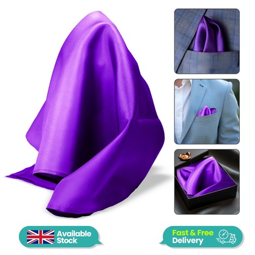 New Satin Wedding Mens Pocket Square Office Suit Plain Handkerchief - Picture 221 of 325