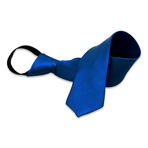 Aurya Boys' Solid Color Zipper Tie 15 inch/19 inch Polyester 19 Inch Royal Blue