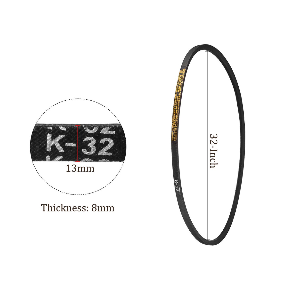Lot De 3 Courroies Trapézoïdales K32 - Section K, Circonférence Extérieure 32 X Largeur 0.315 - Marque Uxcell
