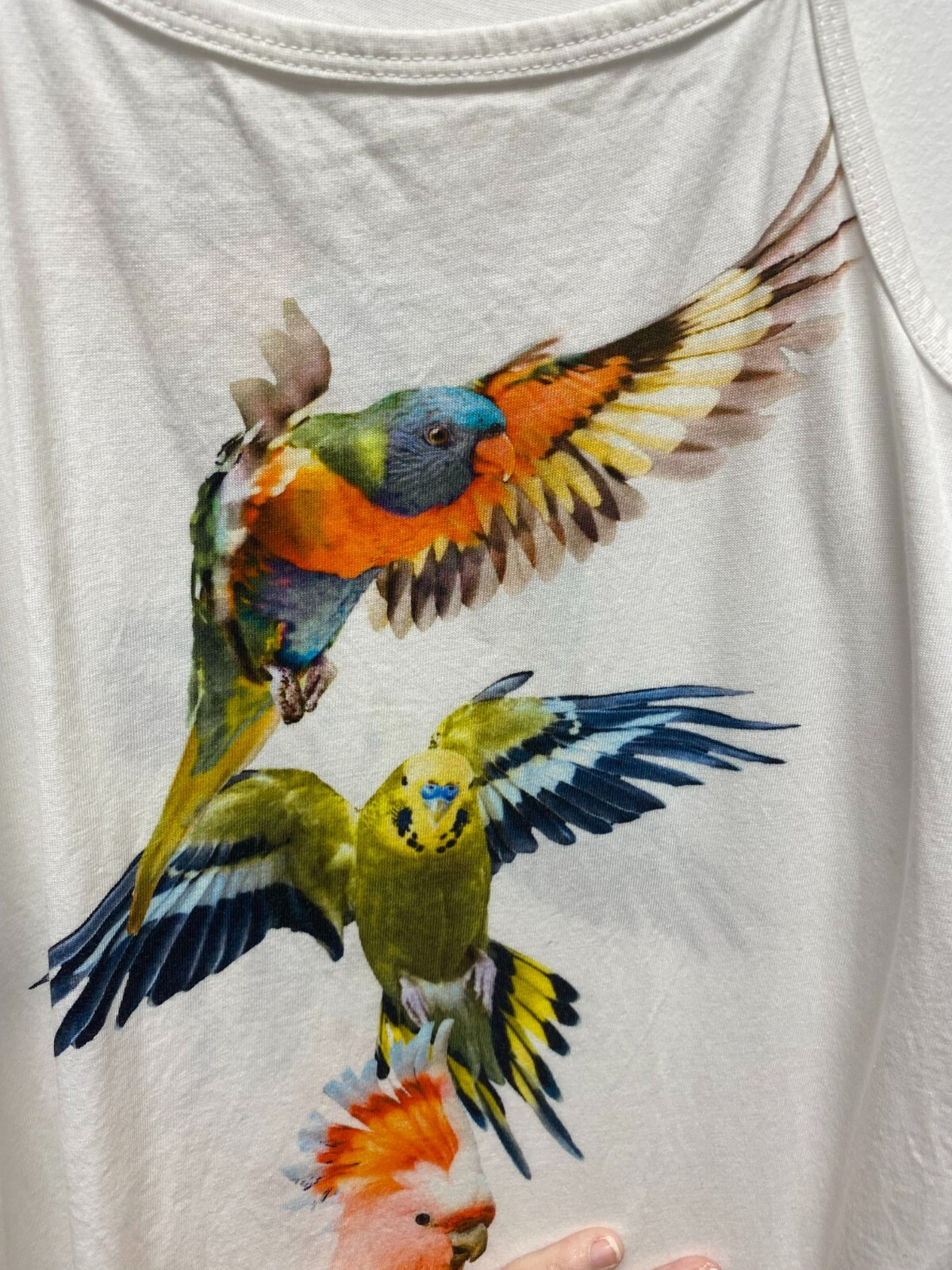 Molo Womens White Parrots Print Sleeveless Summer Camisole Cortney Dress 9-10Y