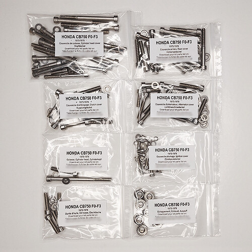Kit visserie moteur Honda CB 750 Four F0 F1 F2 F3 pour rénovation