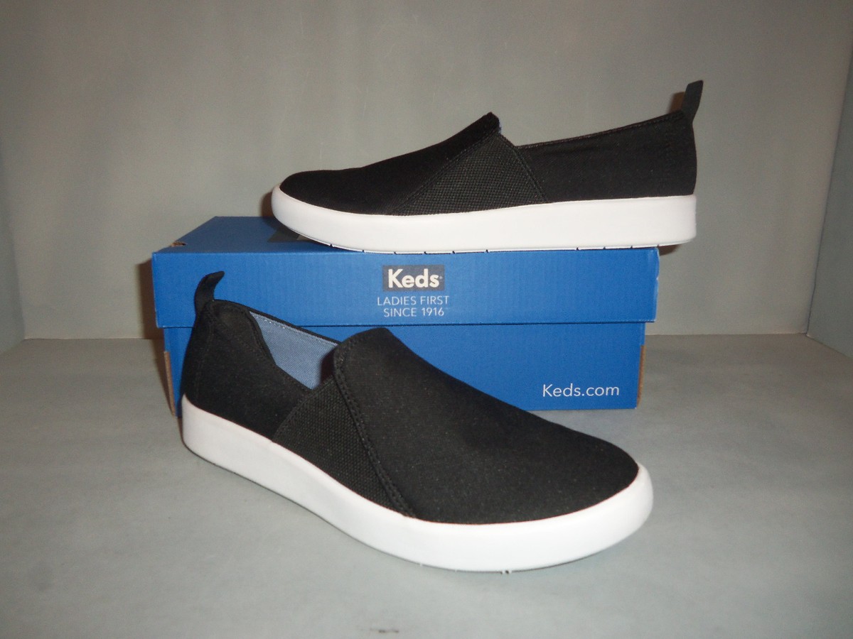 Sz 10 Women's Keds Studio Liv Slip-On Black Jersey Boat Shoes NIB WF58213 |  eBay
