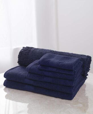 Baltic Linen Belvedere 100% Cotton 7-Piece Towel & Rug Set, Medieval Blue