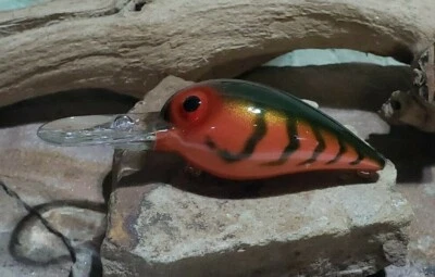EZS LURES custom painted Wiggle wart crankbait (old Missouri craw v90)