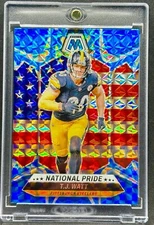 T.J. Watt RARE BLUE MOSAIC REFRACTOR INVESTMENT CARD SSP PANINI STEELERS MINT