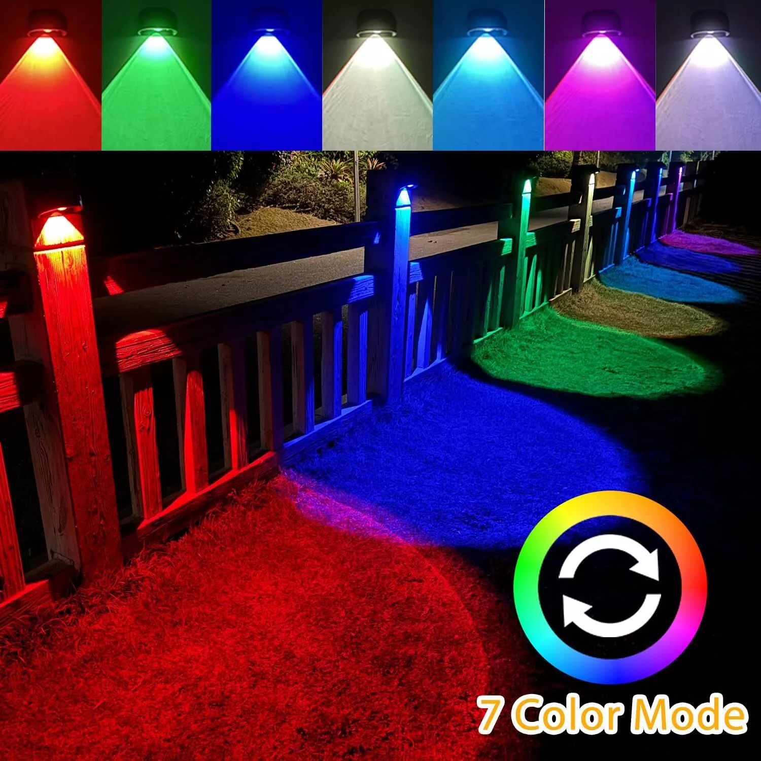 Set of 8 solar powered LED wall lights for garden