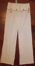 CACHE IVORY NAUTICAL WIDE LEG off white ivory very strtchy pin up pants 2 NWT