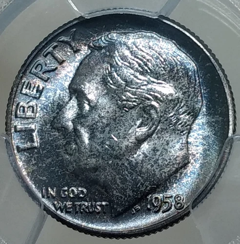 1958 Roosevelt Dime PCGS MS66 ~ Toned