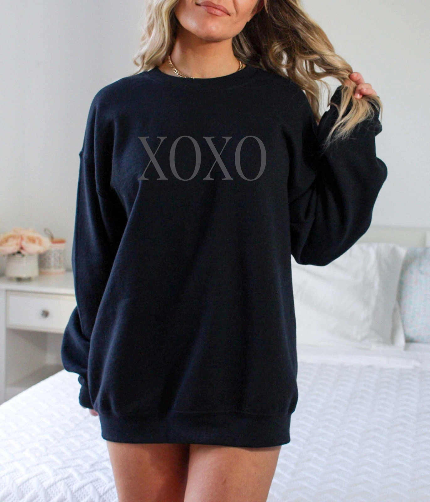 Felpa XOXO da Donna Felpa con Cappuccio San Valentino Stampa Puff Regalo Carino e Accogliente