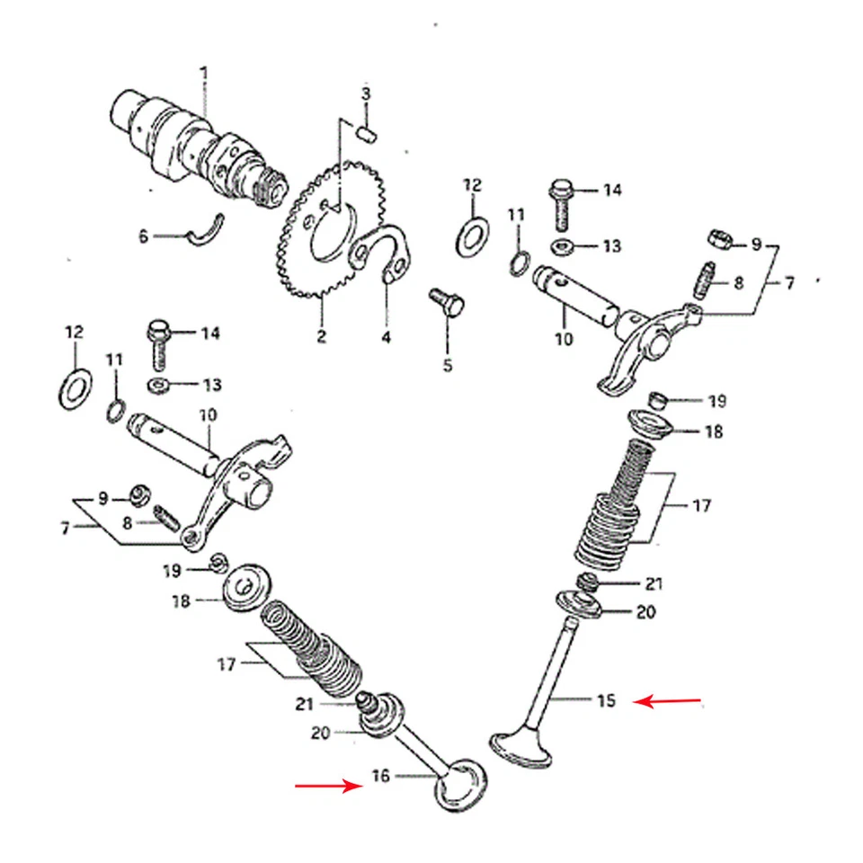 Intake & Exhaust Valve For Suzuki ALT125 GN125 DR125 SP125 DRZ125 LT185 LT125 — 第 2/4 张图片