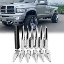 24x hrome M14x1.5 4.4'' Tall Spline Spike Lug Nuts For Dodge RAM 1500 2500 3500