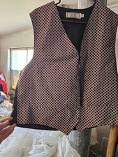 After Six Męska formalna kamizelka Duża bordowa Czarna Biała Geometryczny wzór