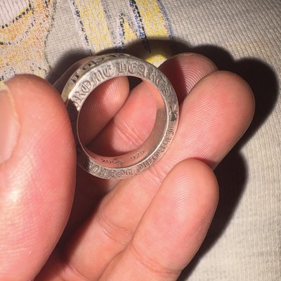Chrome Hearts Sterling Silver 925 Engraved Band Ring Size 7 Signed