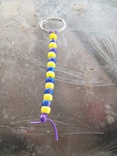 Handmade Beaded Keychain Yellow Blue Purple Beads Unique Accessory Colorful Gift