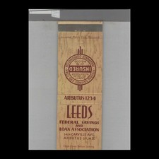 Matchbook Cover Leeds Federal Savings & Loan Association Arbutus, MD