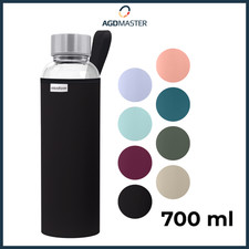Trinkflasche Glas 700 ml Borosilikat Neoprenhülle auslaufsicher Aquafloow