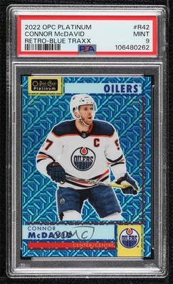 2022 O-Pee-Chee Platinum Retro Blue Traxx 26/199 Connor McDavid PSA 9 MINT t3w