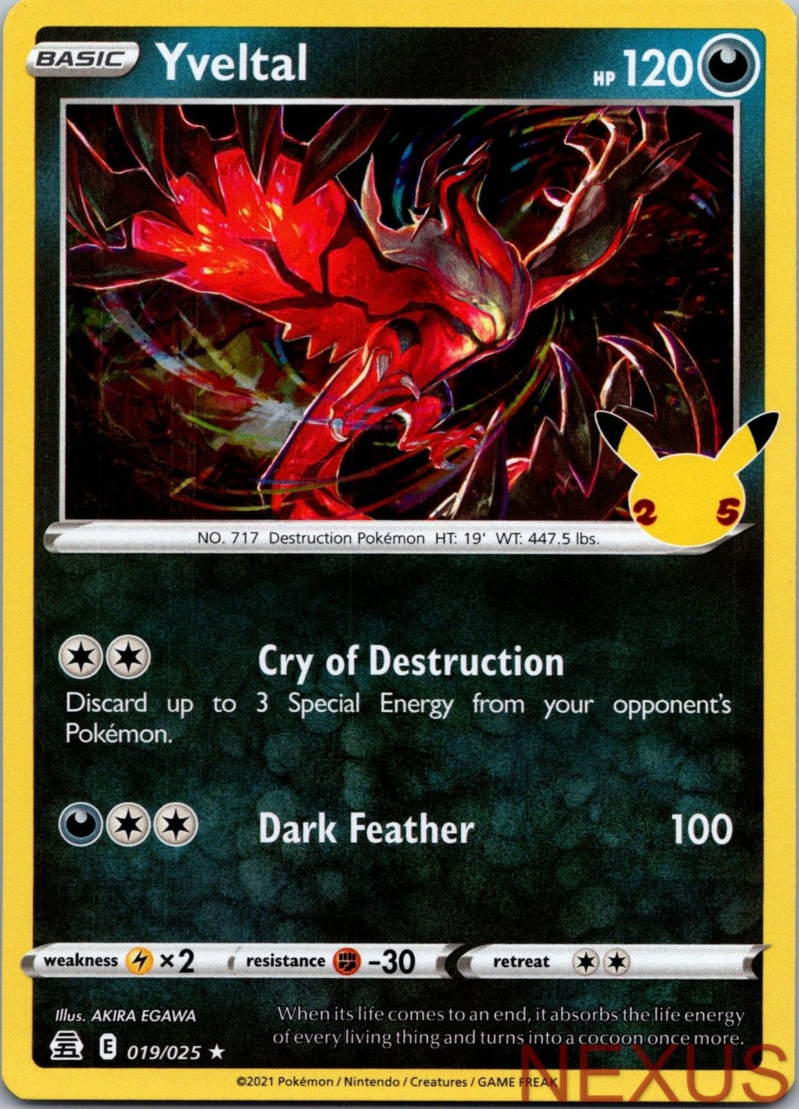 Yveltal 019/025 Rare Holo Near Mint