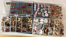 Sewing Buttons Mixed Wooden Souarts Plastic Lot 175 Different Shapes 2 Hole