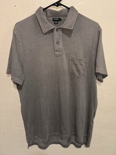 J.CREW Men's Gray Polo Shirt L, 100 Cotton, Short Sleeve, Pocket