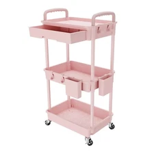 3-Tier Rolling Utility Cart with Drawer – Mobile Storage Organizer