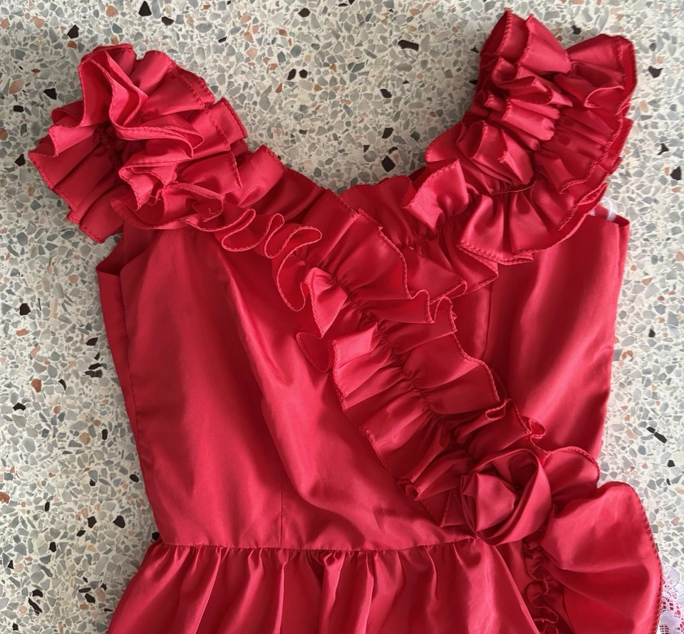 Vestido Victoriano Vintage Era de la Guerra Civil Rojo Vestido de Baile 1860 Disfraz Hecho en Unión Raro Foto 2 de 4