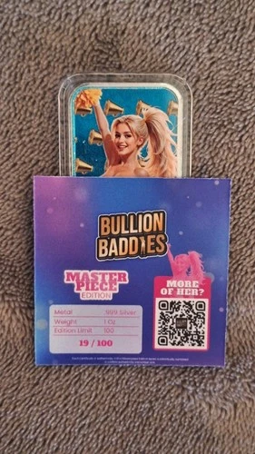 Bullion Baddies 1 oz silver bar "Touchdown Taylor" Masterpiece Ed. #19 W/COA