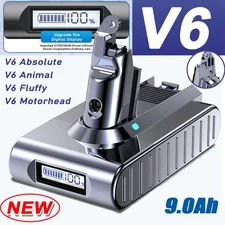 9000mAh Battery For Dyson V6 DC58 V6 Absolute V6 Animal, DC72 SV04 w/LED Display