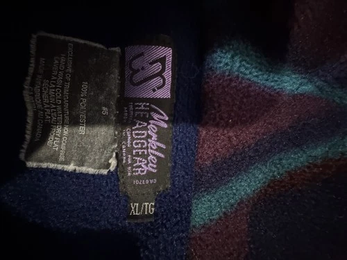 Vintage MERKLEY HEADGEAR Blue Aztec Print Fleece Sherpa Sweater Pullover Sz XL image 11