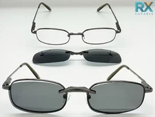 Mens Classy Elegant Optical EYE GLASSES Stainless Steel Frame & Magnetic Clip on