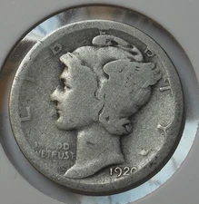 1920-s . . Mercury Dime . .  AG . . Amost Good . Original Old Silver