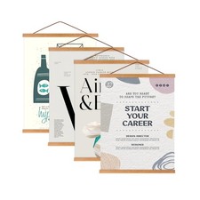 Artmag 4 Pack Magnetic Poster Hanger Frame, 36x24 36x48 36x12 Light Wood Wood...