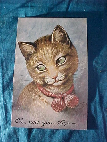 1920s COMIC CAT Illustrated POSTCARD " Oh-NOW YOU STOP " by Arthur THIELE