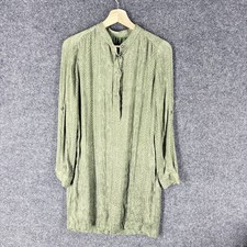 Banana Republic Dress Women 2 Green Animal Print Shift Short 1/2 Button Lined