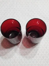 Vintage Red Ruby Colored Juice Glass Cup 4" (2)