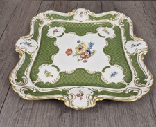 Lindner Porzellan Servierplatte 34 x 34 cm, Dekor Princess gr&uuml;n, 70er Jahre