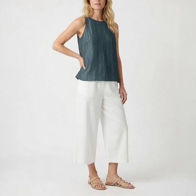 NWT Eileen Fisher Linen Sheen Halter Neck Top, Style S6FWH-U4421, Walnut, XXS-3X