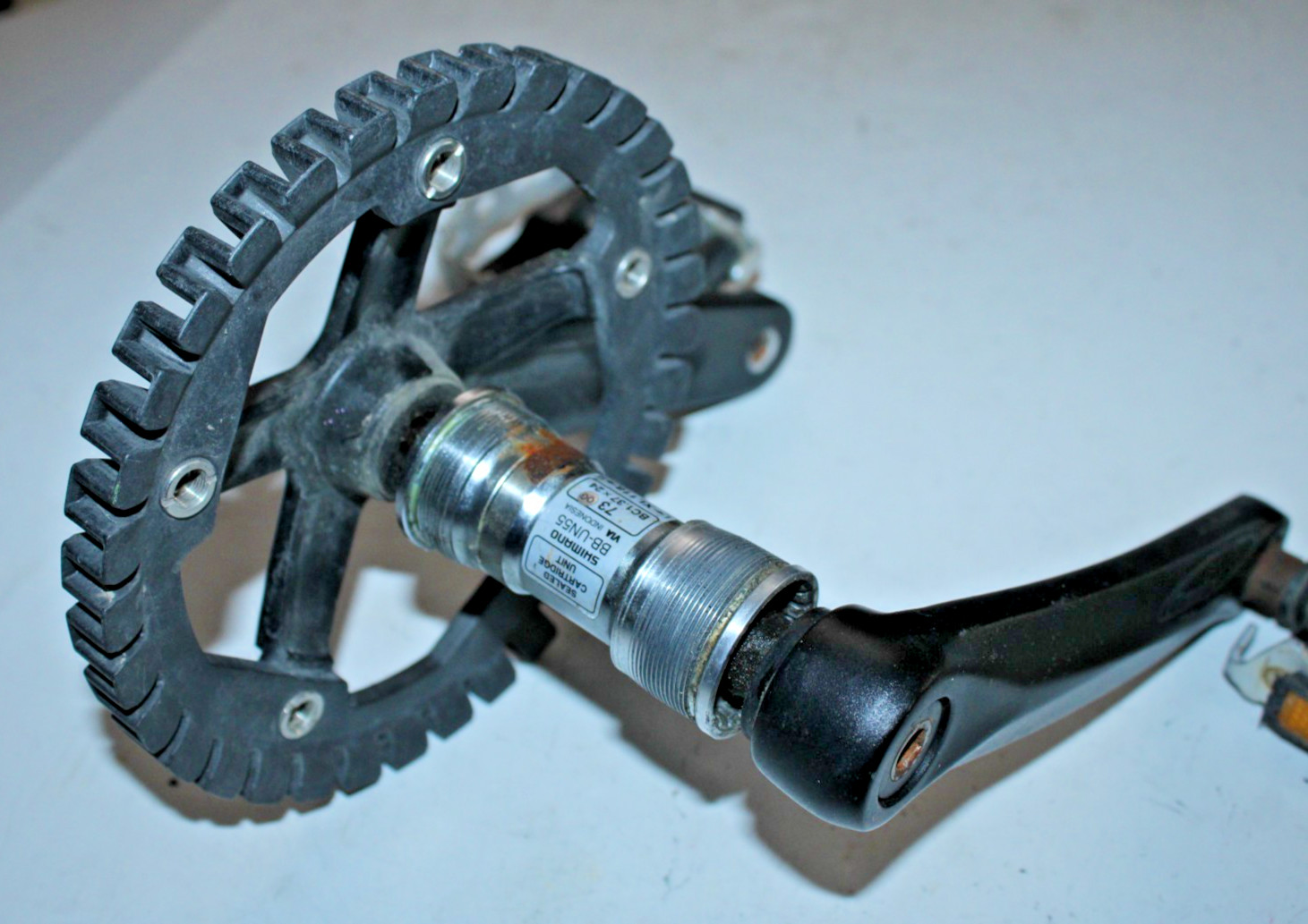 Bontrager Nebula Belt-Drive Double Crankset 175mm 130BCD Black Shimano BB-UN55 ~