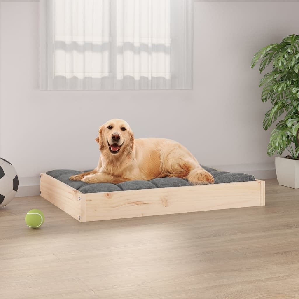 Natural Solid Pine Wood Dog Bed Medium Minimalist Design