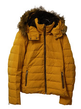 ZARA Outerwear Damen Jacke Warme Winterjacke Größe 38 Ocker Kapuze abnehmbar