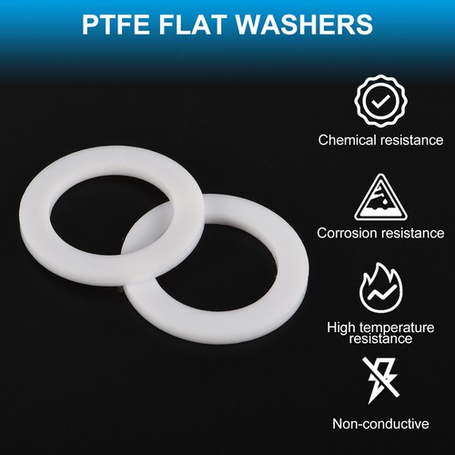 10Pcs PTFE Flat Washers 12x19x2mm Sealing Spacer Flange Gasket White - Picture 4 of 7
