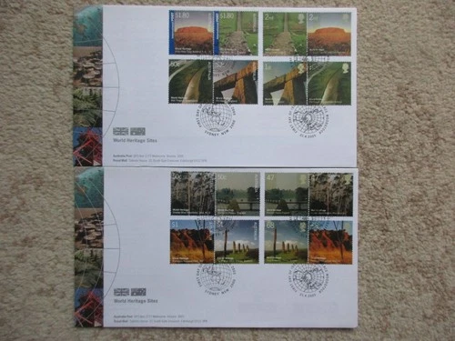 2005 WORLD HERITAGE SITES PAIR OF FIRST DAY COVERS, JOINT ISSUE WITH AUSTRALIA,