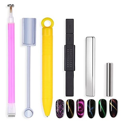 6Pcs Nail Magnet 3d Cat Eye Magnet for Nails Dual-Ended Magnetic Trend Set