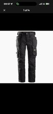 Snickers 6241 Stretch Work Trouser Holster Pocket, Black , Size 52 W36/L32in