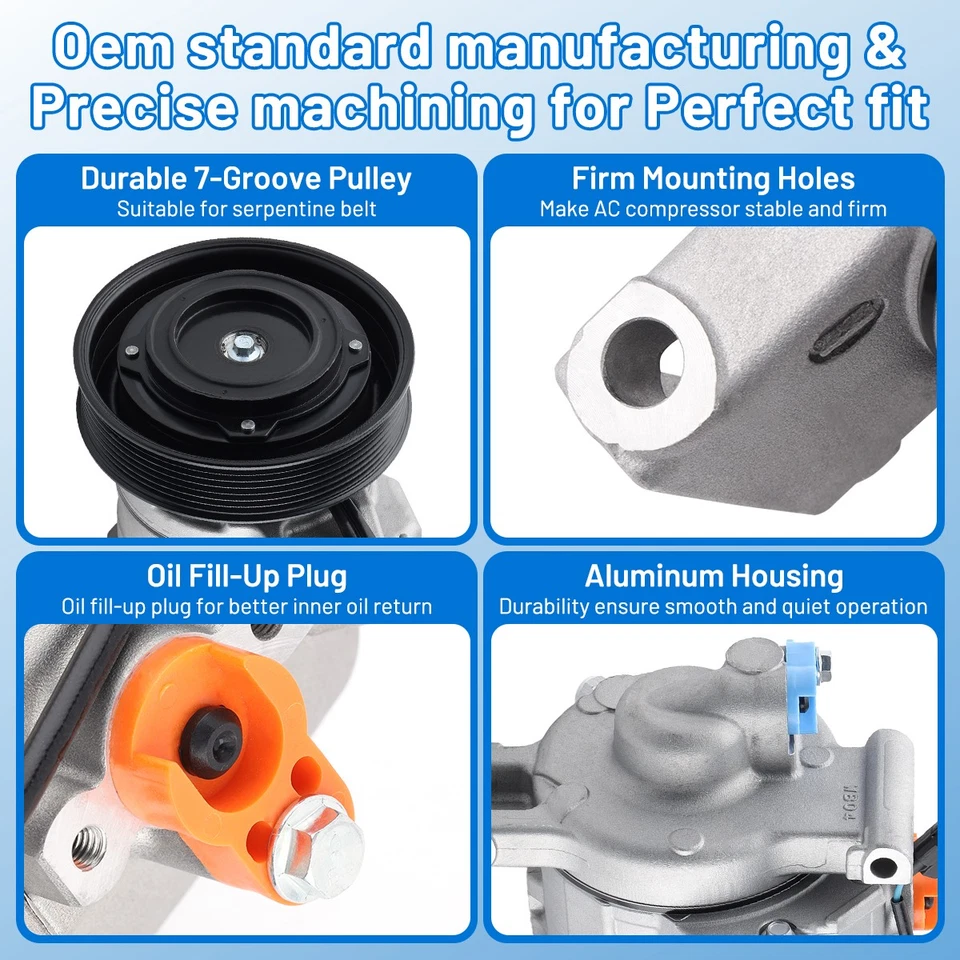 AC A/C Compressor For 2012-2015 Honda Crosstour & 2008-2012 Honda Accord 2.4L Foto 4 de 4