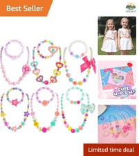 Acrylic Girls Jewelry Set: 6 Colorful Necklaces Bracelets - Gift Ready