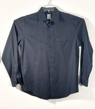 Mens Pronto Uomo Black Shirt 15 1/2 34/35 One Front Pocket Spread Solid